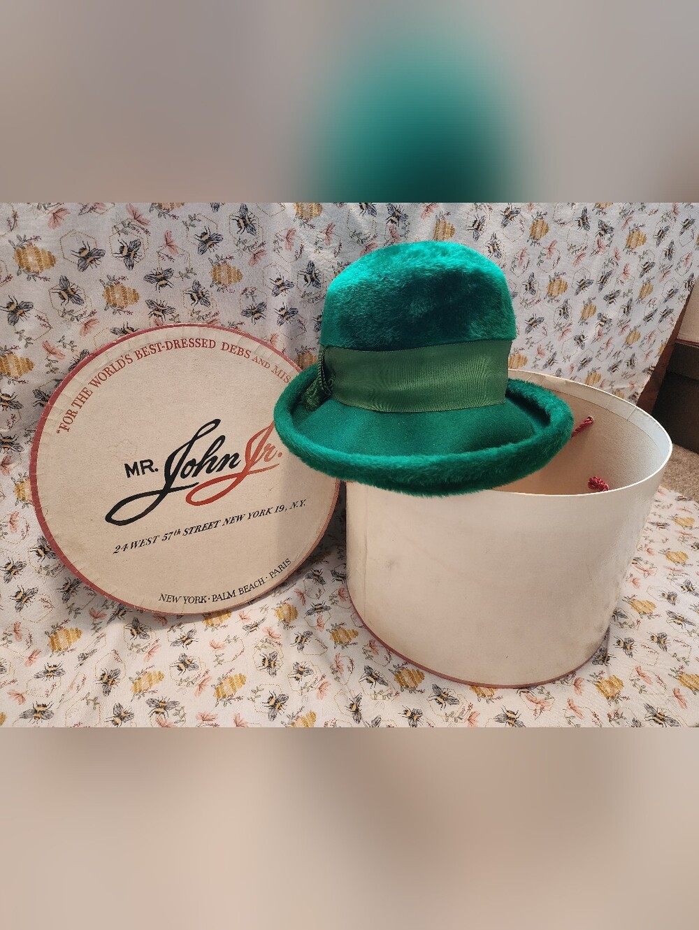 Women's Emerald Green Fur/ Felt Vintage Hat